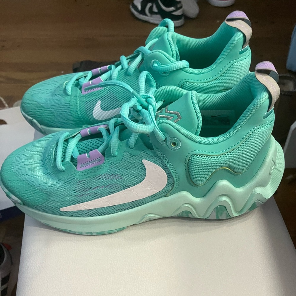 Nike Blue and White Sneakers with Breathable Mesh and Cushioned Sole